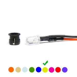 10 x Verkabelte Dioden LED + Plastik Halterung Wired Gelb Klare Linse 24V 5mm - Bild 1 von 5