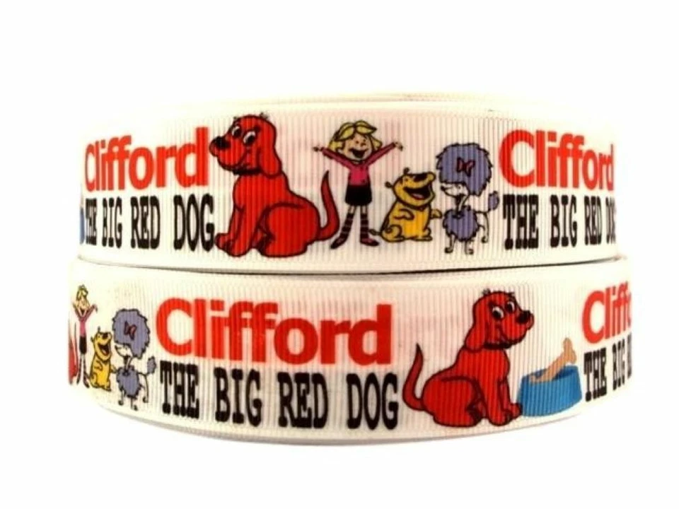 Clifford The Big Red Dog 1" Wide Repeat Ribbon Sold in Yard Lots - Image 1 of 1