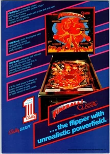 Fireball Classic Pinball Flyer Original German 8.25" x 11.5" Retro Game Art 1984 - Picture 1 of 2