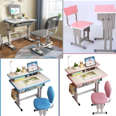 Kids Desk and Chair Set Height Adjustable Children's Study Table for Ages 3-18  - Image 1 of 4
