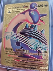 Tarjeta Pokémon de coleccionista de vinilo arte fan de lámina dorada Lapras VMAX SV111 - Imagen 1 de 3