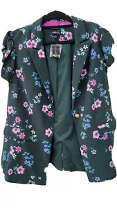 Blazer floreale Lane Bryant 16 bottoni singoli con maniche a campana 16W VERDE - Foto 1 di 9
