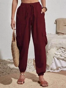 Drawstring Joggers with Cargo Pockets - Picture 1 of 36
