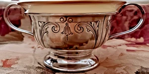 Gorham Sterling Silver Bouillon Cup Holder 2.25 oz, & Lenox Liner, Mint, No Mono - Foto 1 di 11