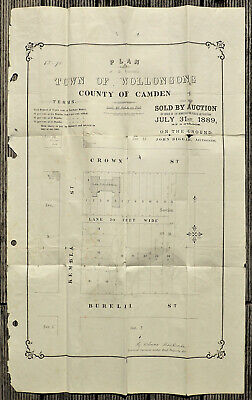 1889 ~Real Estate Subdivision Map ~Camden County, Wollongong, NSW • 68.17$