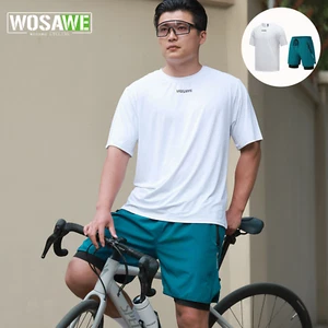 WOSAWE Neutro Informal Conjunto de Equitación Cómodo Manga Corta y Pantalones Cortos MTB Acolchados - Imagen 1 de 17