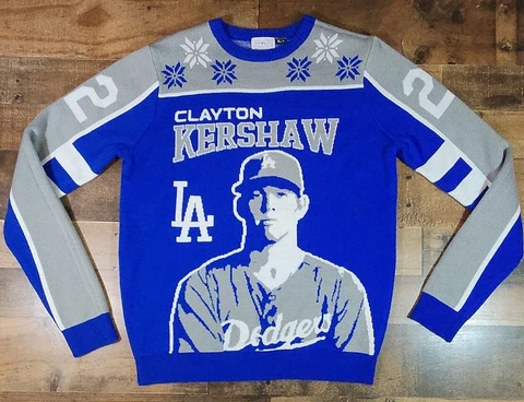 Clayton Kershaw LA Dodgers Ugly Sweaters Dodgers Christmas Sweater Mens Medium Cover
