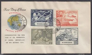 Barbados Scott 212-5 FDC - 1949 UPU 75th Anniversary - Picture 1 of 1