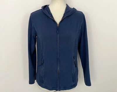 Sudadera con capucha deportiva para mujer French Laundry azul elástica bolsillos con cremallera talla pequeña Foto 1 de 4