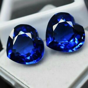 21.00 Ct Natural TANZANITE Blue HEART Shape CERTIFIED Loose Gemstone PAIR 
