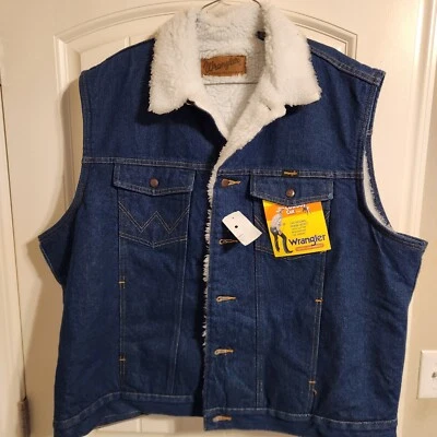 Colete jeans Wrangler® Sherpa forrado pré-lavado/pré-encolhido 74131PW-corte cowboy tamanho: 2XL - Imagem 1 de 4