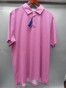 B DRADDY SPORT MATT GOLF POLOSHIRT HERREN LARGE PINK/MARINE GESTREIFT NEU MIT ETIKETT - Bild 1 von 1