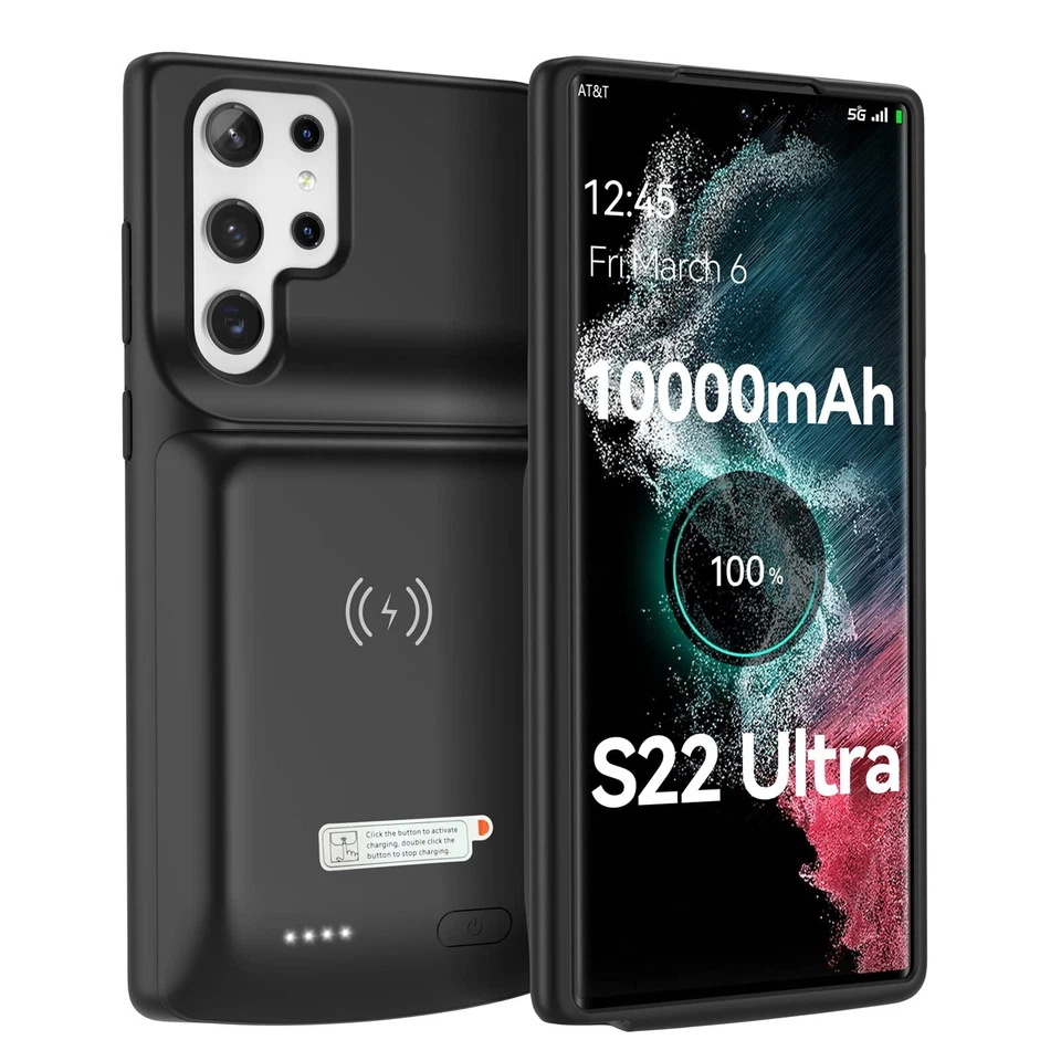 Чехол-аккумулятор 10000 мАч для Galaxy S22 Ultra беспроводной зарядки банка питания - Изображение 1 из 4