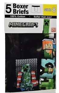 Minecraft Boys 5 Pack Boxer Briefs 100% Cotton Underwear Size 8 NEW - Picture 1 of 7