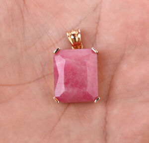 SQUARE RUBY ROSE GOLD COLORED OVER .925 STERLING SILVER PENDANT #38724