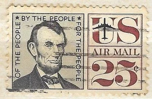 C59 - 25c Abraham Lincoln single 1959 Stamp Used - Picture 1 of 1