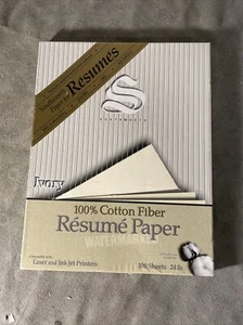 Vintage Southworth ® 100 % Baumwollfaser Lebenslauf Papier 24 Pfund, 8 1/2 x 11 Elfenbein R14ICF - Bild 1 von 2