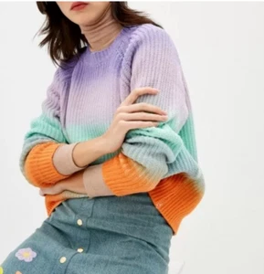 NEW Alice + Olivia Dona Ombre Striped Neck Rib Knit Sweater XS BOHO CONTEMPORARY - Picture 1 of 6