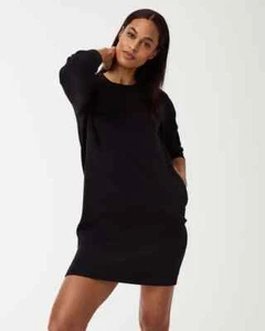 New SPANX Air Essentials Long Sleeve Knit Shift Dress (M) $118 Very Black - Picture 1 of 5