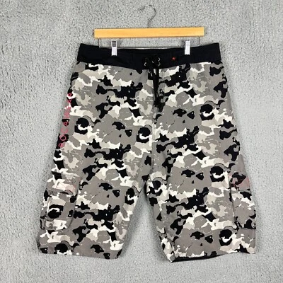 Pantalones Cortos Carga Rocawear Para Hombre 40 Negro Blanco Camuflados Verticales Logo Bolsillos Sueltos Largos Foto 1 de 4