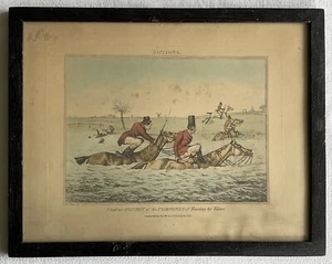 Antique H. Alken “Comforts Of Hunting By Water” Notions Framed Fox hunting Print - Picture 1 of 16