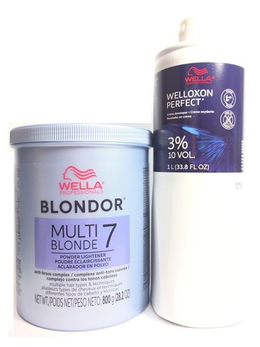 (2 PACK) Wella Blondor Multi Blonde 7 Lightener & Dev 3% 10 Vol Duo, 33 ...