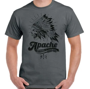 Indian Skull T-Shirt Apache Apparel Mens Headdress Motorcycle Biker Tattoo Bike - Picture 1 of 25