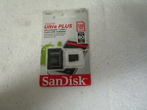 SanDisk Ultra Plus 128GB MicroSDXC UHS-I Memory Card with Adapter - Speed 80  - Picture 1 of 4