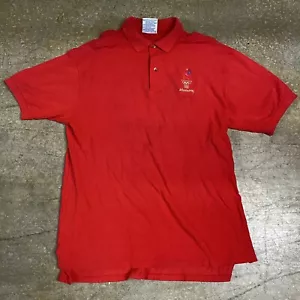Vintage Olympics Polo Shirt Mens XL Red 1996 Atlanta Short Sleeve Cotton Hanes - Picture 1 of 5