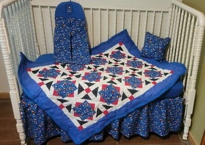 CRIB BEDDING NURSERY SET MADE/W MICKEY MOUSE FABRIC - Picture 1 of 7