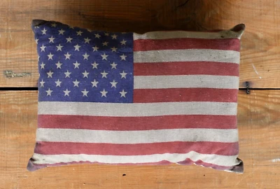 Throw Pillow American Flag Rectangle 14 x 9 inch Primitive Patriotic Decor - Image 1 of 4