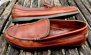 LL Bean Casco Bay Moc Loafers Men's 11 D Brown Leather Slip On Boat Shoes - Picture 1 of 7