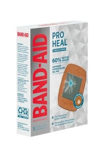 BAND-AID PRO HEAL 5 count 3.54" x 2.75" Size Extra Large Hydrocolloid Gel Pad - Picture 1 of 1