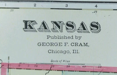 Vintage 1905 KANSAS Map 22"x14" ~ Old Antique Original TOPEKA SHAWNEE COUNTY KS - Image 1 of 4