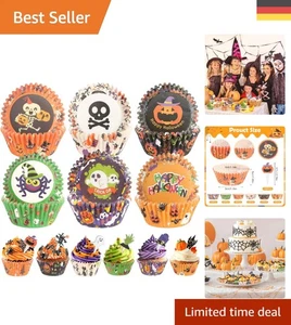 Halloween Muffinförmchen Set – 150 Stück mit Antihaftbeschichtung und Toppers - Bild 1 von 9