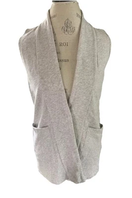 Chaleco Largo de Algodón Orgánico Eileen Fisher Para Mujer XXS Gris Bolsillos Minimalistas COMO NUEVO Foto 1 de 4