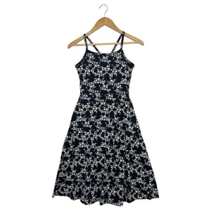 Abito Patto Donna Extra Small Blu Floreale Tropicale Cotone Biologico Spiaggia Costa - Foto 1 di 11