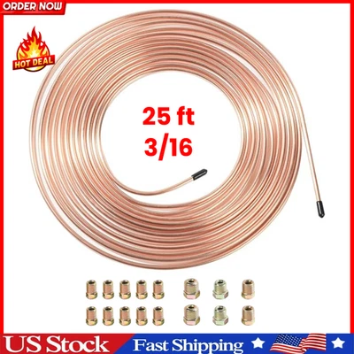 25 英尺 3/16 OD 铜镍制制动管线圈和配件套件,25 英尺 3/ — 第 1/4 张图片