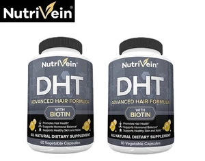 2 x Nutrivein DHT blocker Advanced Formula Hair Loss Treatment Biotin Vitamin B7 - Picture 1 of 13
