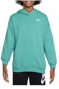 GIRLS NIKE SPORTSWEAR CLUB FLEECE OVERSIZED PULLOVER HOODIE Green Frost SIZE XS - Picture 1 of 5