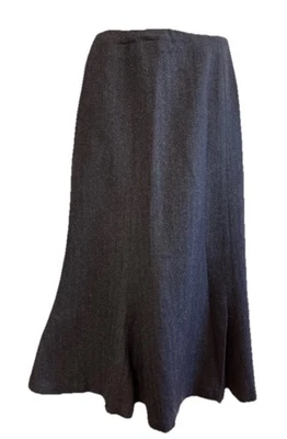 Ralph Lauren gray herringbone wool trumpet midi Skirt Lined Flounce 10 - Image 1 of 4