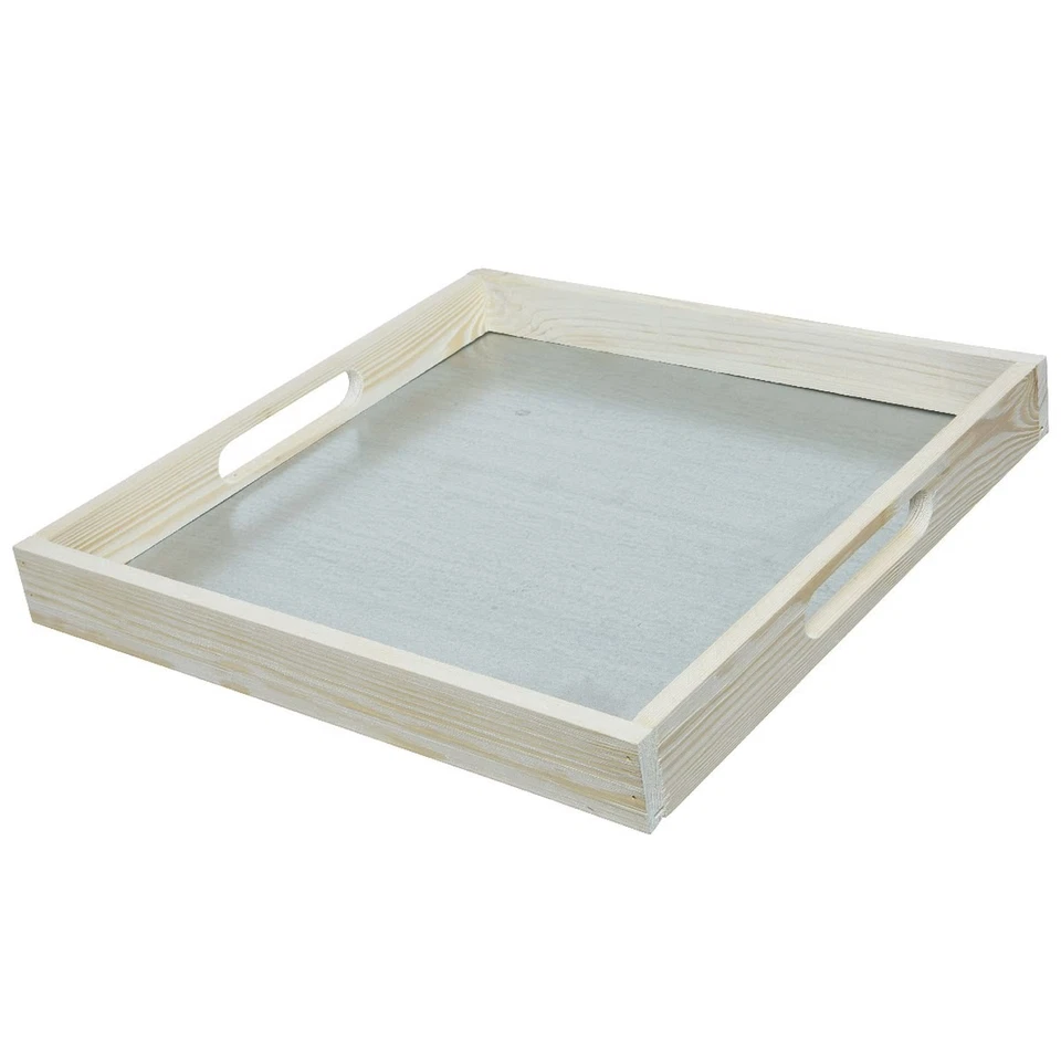 Kaemingk Tablett Geweißt quadratisch 38 cm x 38 cm - Pinienholz  - Bild 1 von 1