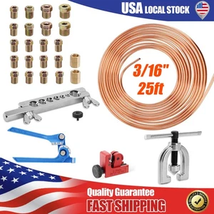 Kit de línea de freno de 25 pies 3/16 tubo recubierto de cobre herramienta de doble quema y cortador de tubos - Imagen 1 de 11
