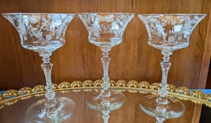 3 vtg 1940s elegant barware dinnerware champagne/tall sherbet CAMBRIDGE ELAINE - Picture 1 of 8