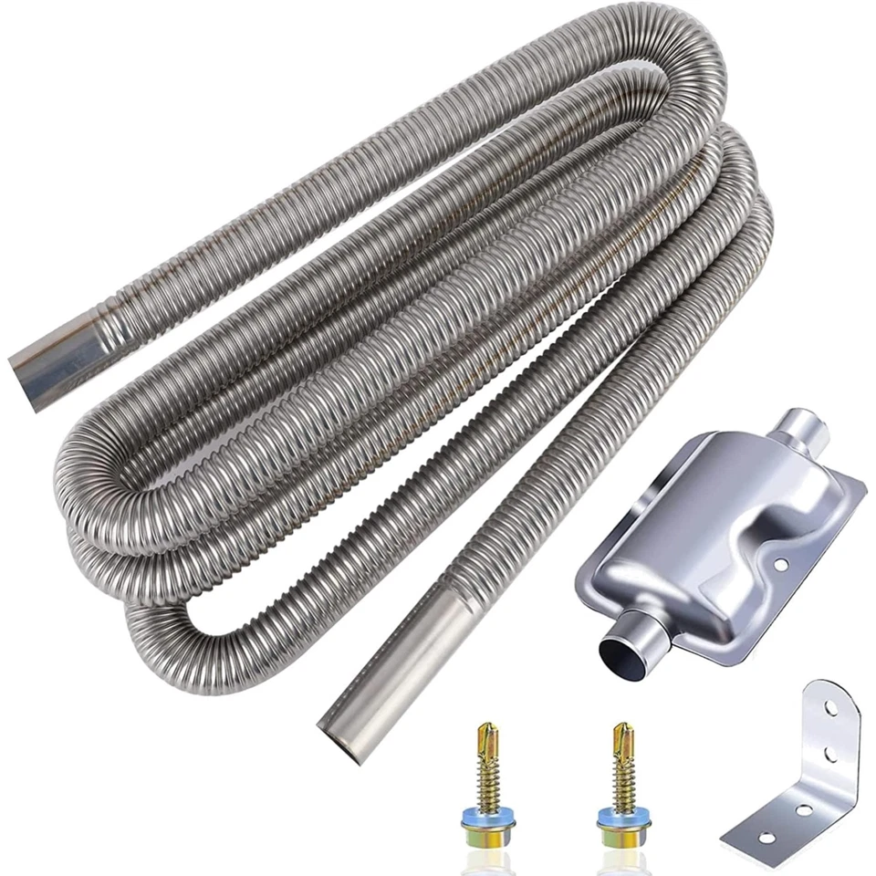 Abgasschlauch, Edelstahl, 200cm, Schalldämpfer, Klammern, Generator, Auto - Bild 1 von 1