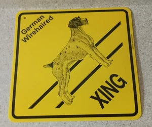 Plastic Yellow Dog Crossing Road Wall Sign German Wirehaired New Ships Free! - Picture 1 of 2