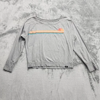 PrAna Top Women M Heathered Gray Vibes Organic Graphic Cotton Long Sleeve Casual - Image 1 of 4