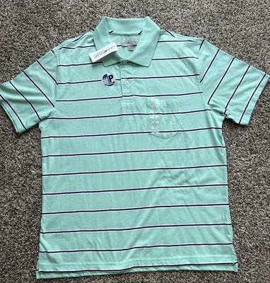 NWT Sun River Clothing Co. Mens Polo Short Sleeve Shirt Aqua Ice Green Striped L - Image 1 of 4