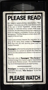 Miss Sarajevo by Passengers [U2/Brian Eno] (Promo VHS Tape, 1995) VERY GOOD - Picture 1 of 1