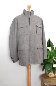 New JP HACKETT Herringbone Tweed + Suede Field Jacket £1000 Size XXL 46/48 56/58 - Picture 1 of 18